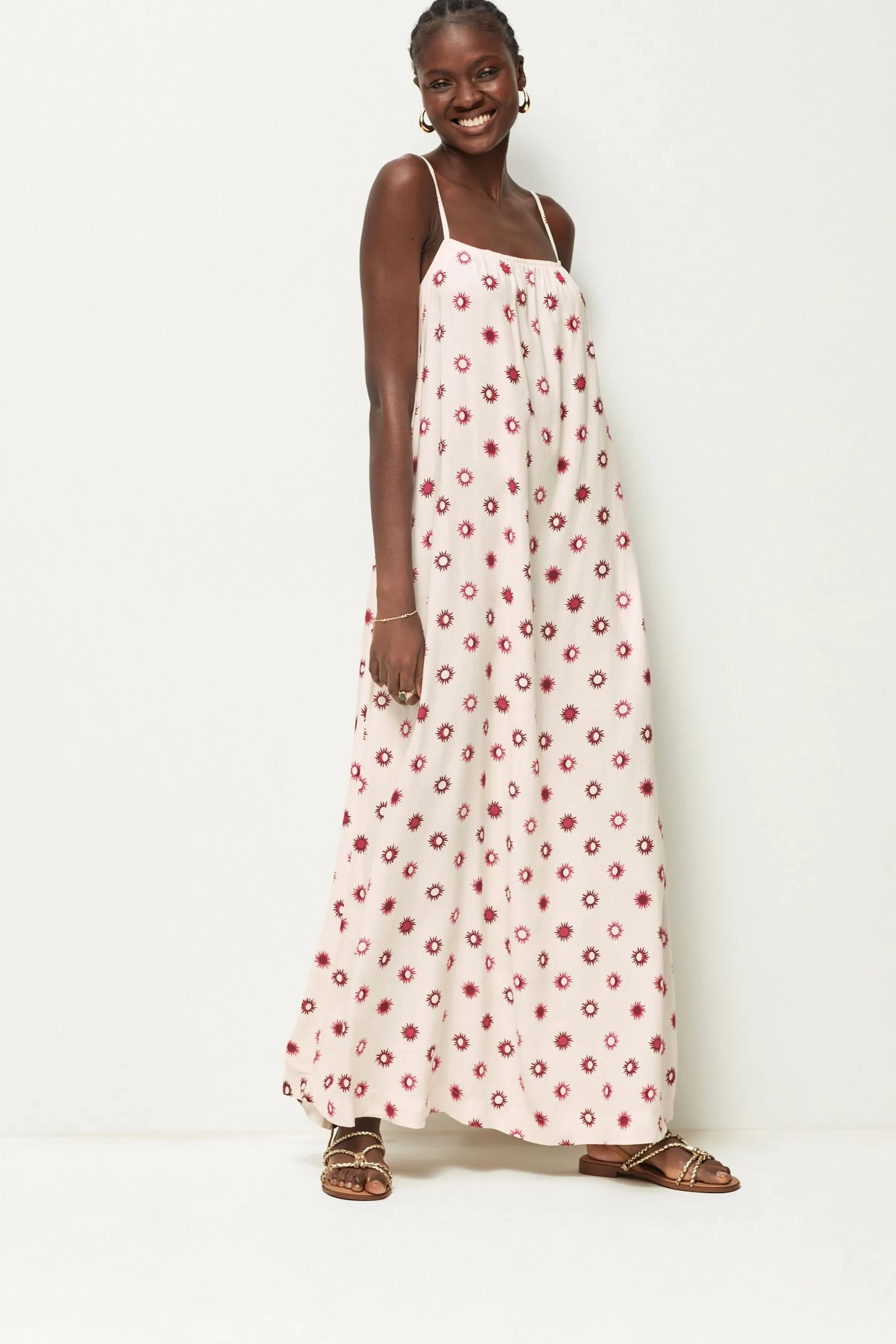 Abito maxi in lino con allacciatura sul retro