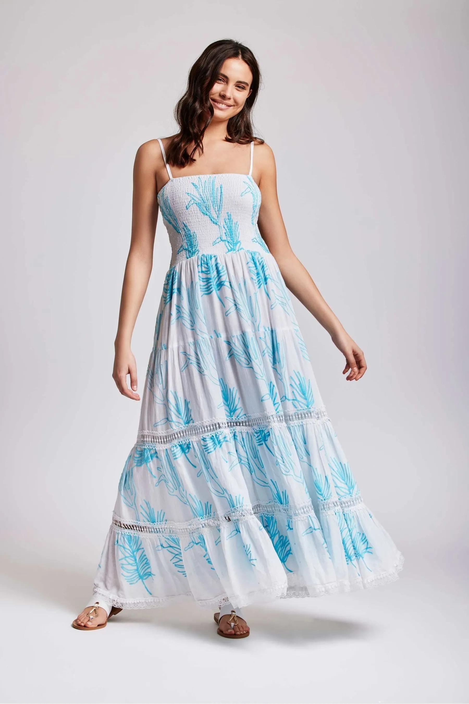 Iconique - Joy - Bianco maxi da spiaggia con spalline - Abito