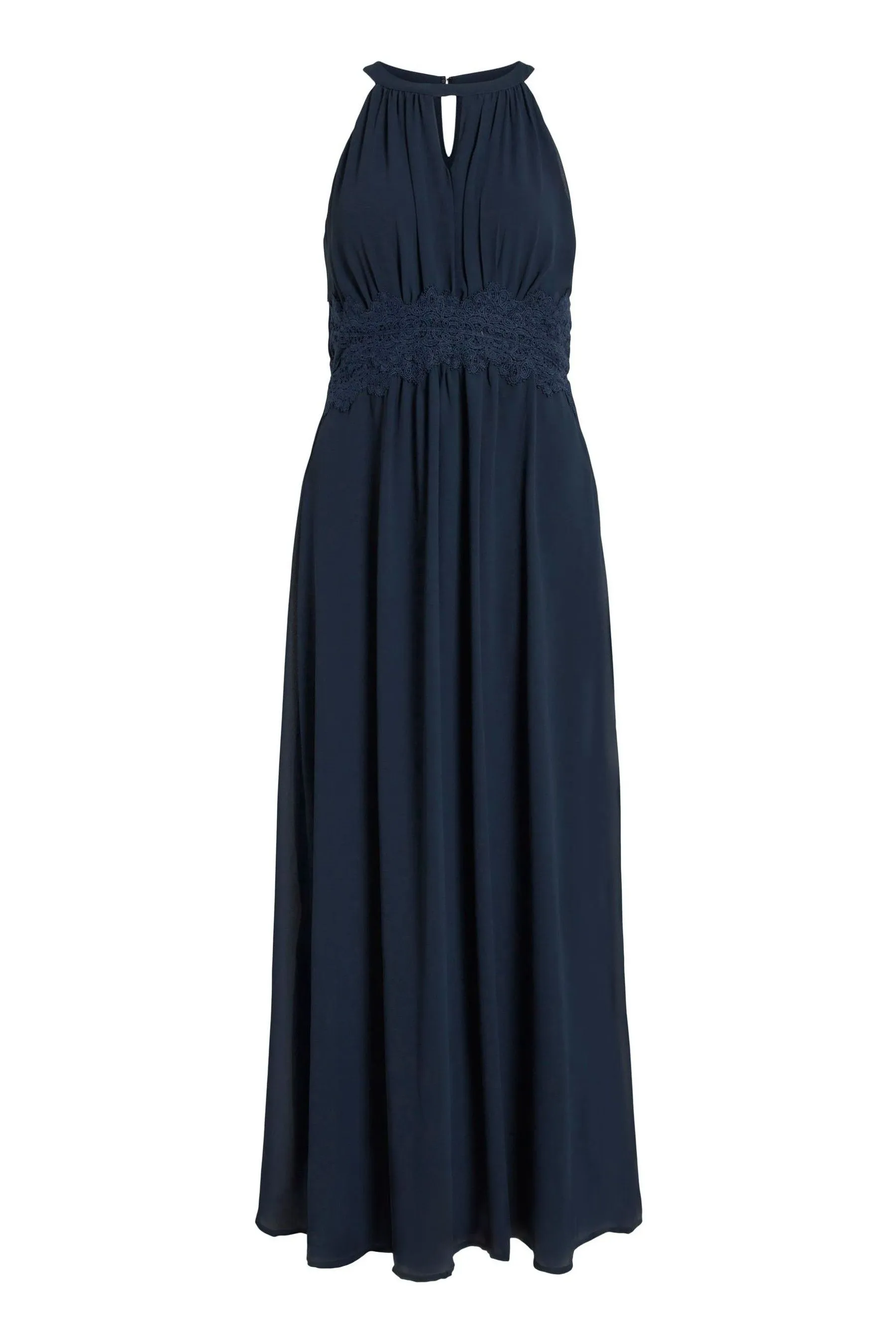 Vila - Abito maxi in tulle allacciato al collo
